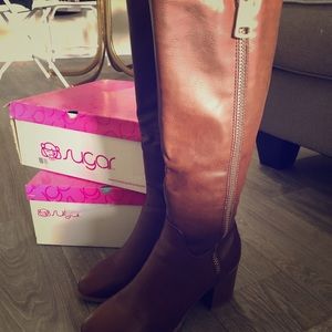 Cognac Knee Boots